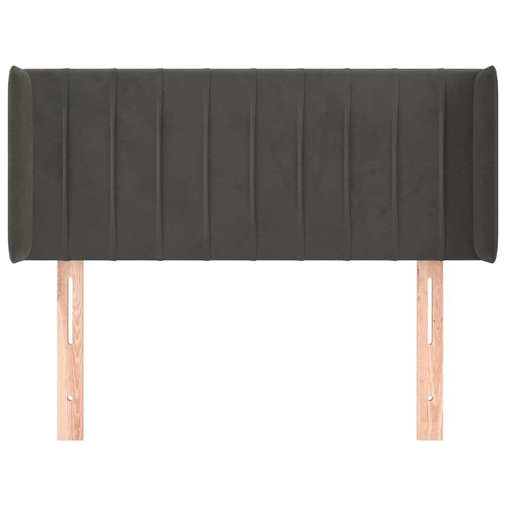 Sötétszürke bársony fejtámla szárnyakkal 83x16x78/88 cm 3