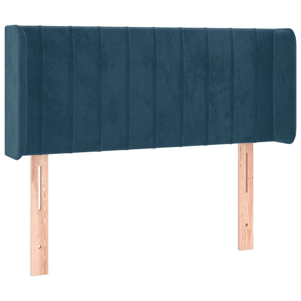 Sötétkék bársony fejtámla 83x16x78/88 cm 2