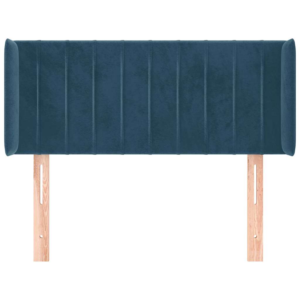 Sötétkék bársony fejtámla 83x16x78/88 cm 3