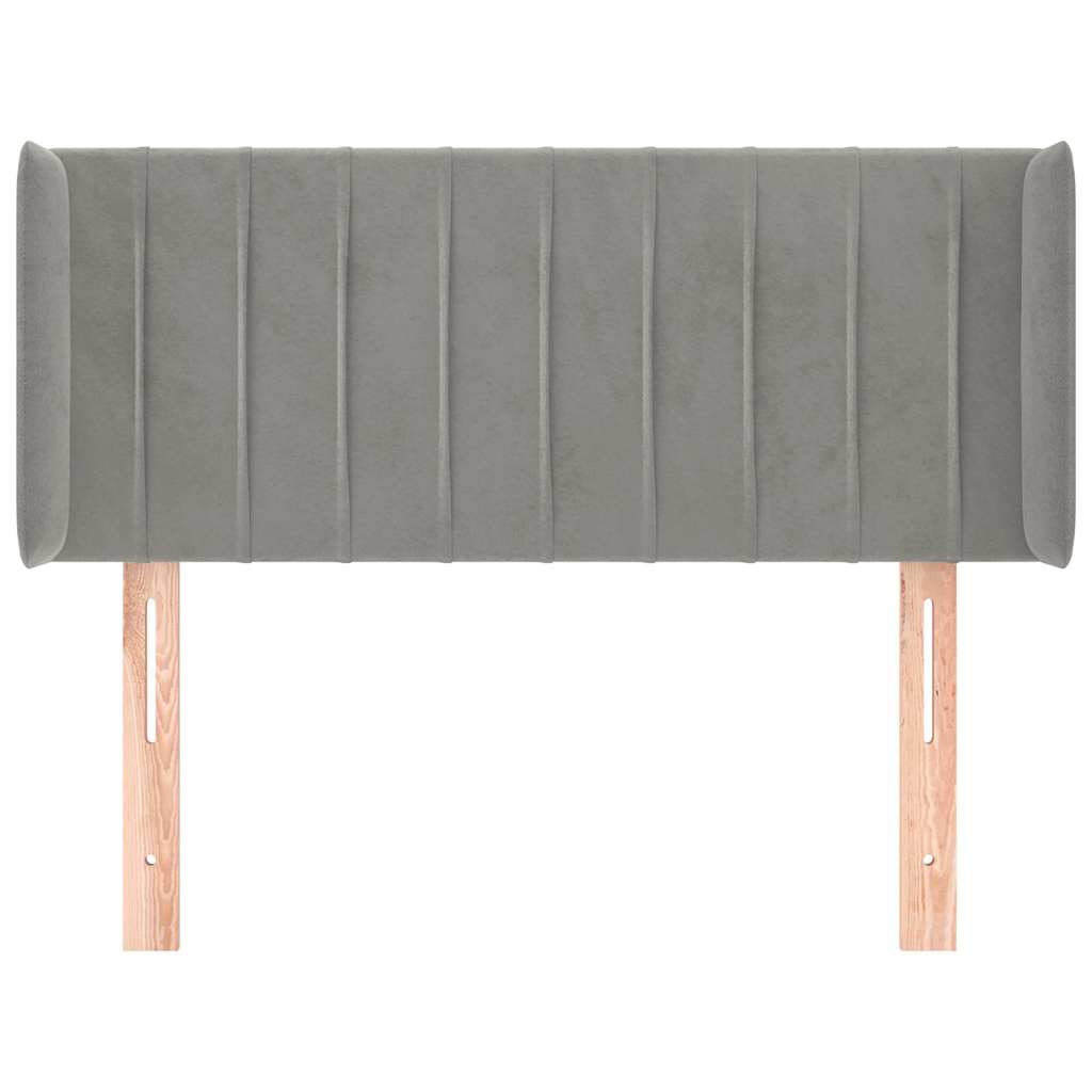 Világosszürke bársony fejtámla 93x16x78/88 cm 3