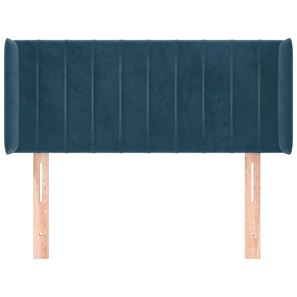 Sötétkék bársony fejtámla 93x16x78/88 cm 3