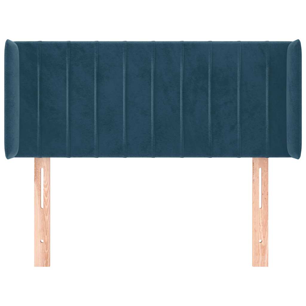 Sötétkék bársony fejtámla 103x16x78/88 cm 3