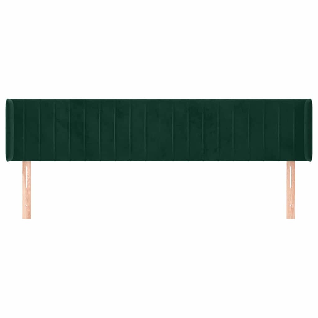 Sötétzöld bársony szárnyas fejtámla 163x16x78/88 cm 3