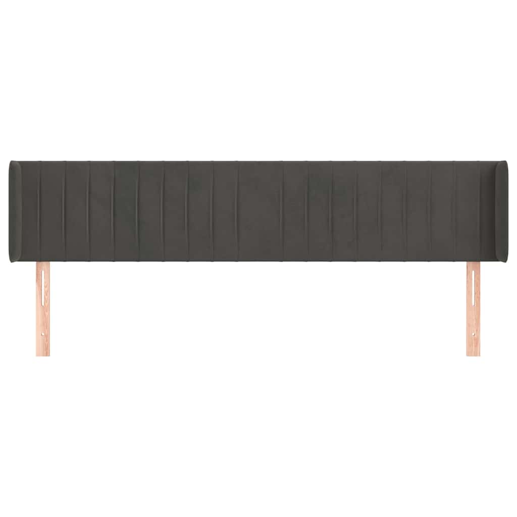 Sötétszürke bársony szárnyas fejtámla 203x16x78/88 cm 3