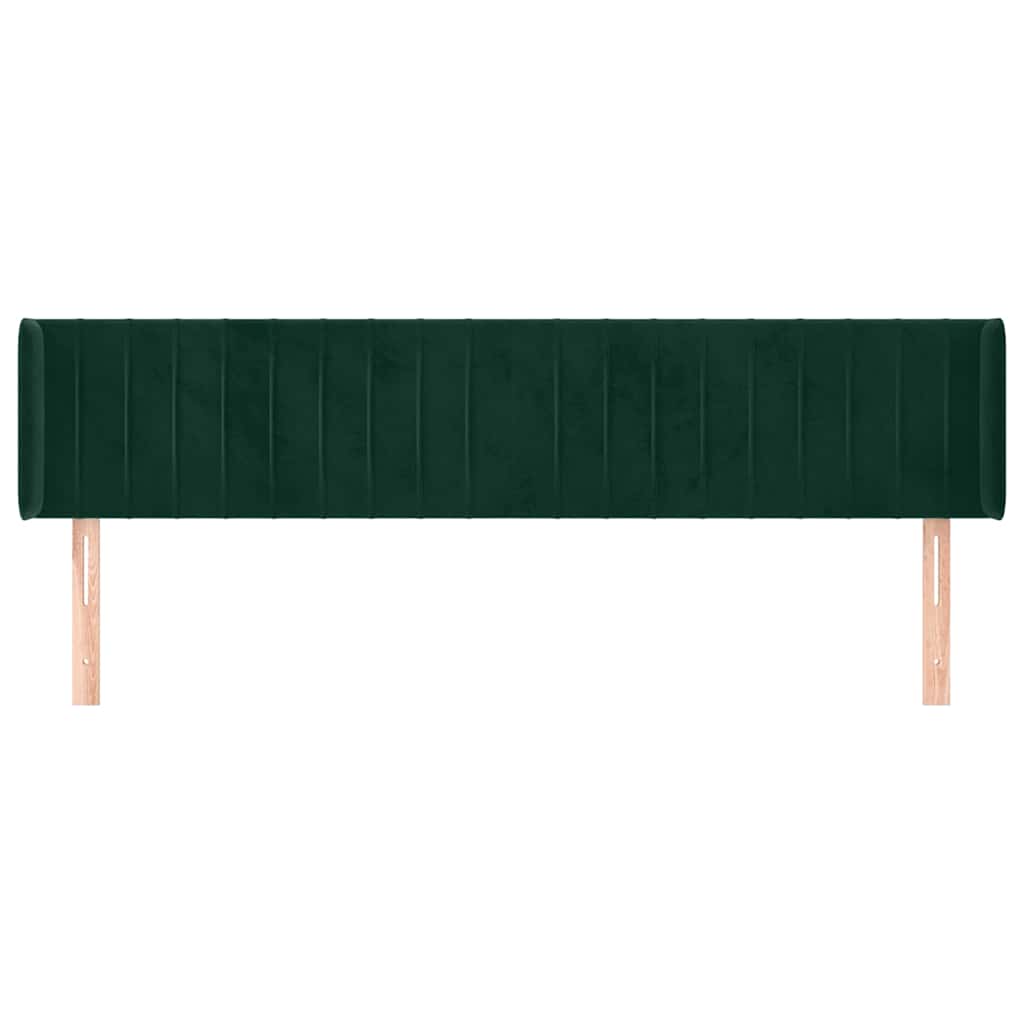 Sötétzöld bársony szárnyas fejtámla 203x16x78/88 cm 3