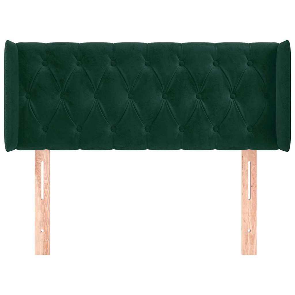Sötétzöld bársony fejtámla szárnyakkal 93x16x78/88 cm 3