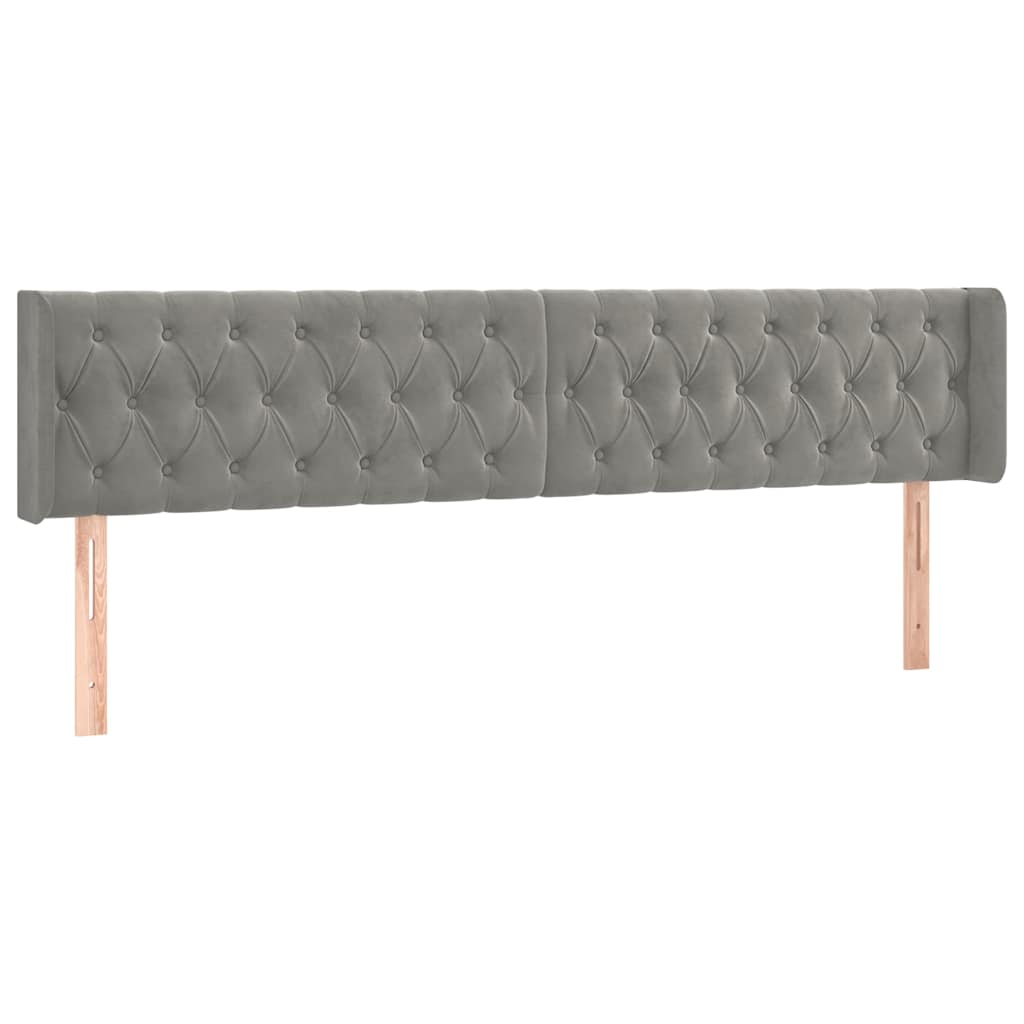 Világosszürke bársony szárnyas fejtámla 203x16x78/88 cm 2