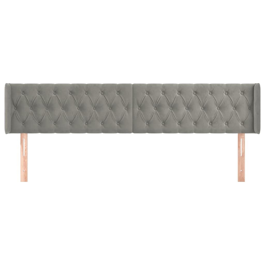 Világosszürke bársony szárnyas fejtámla 203x16x78/88 cm 3