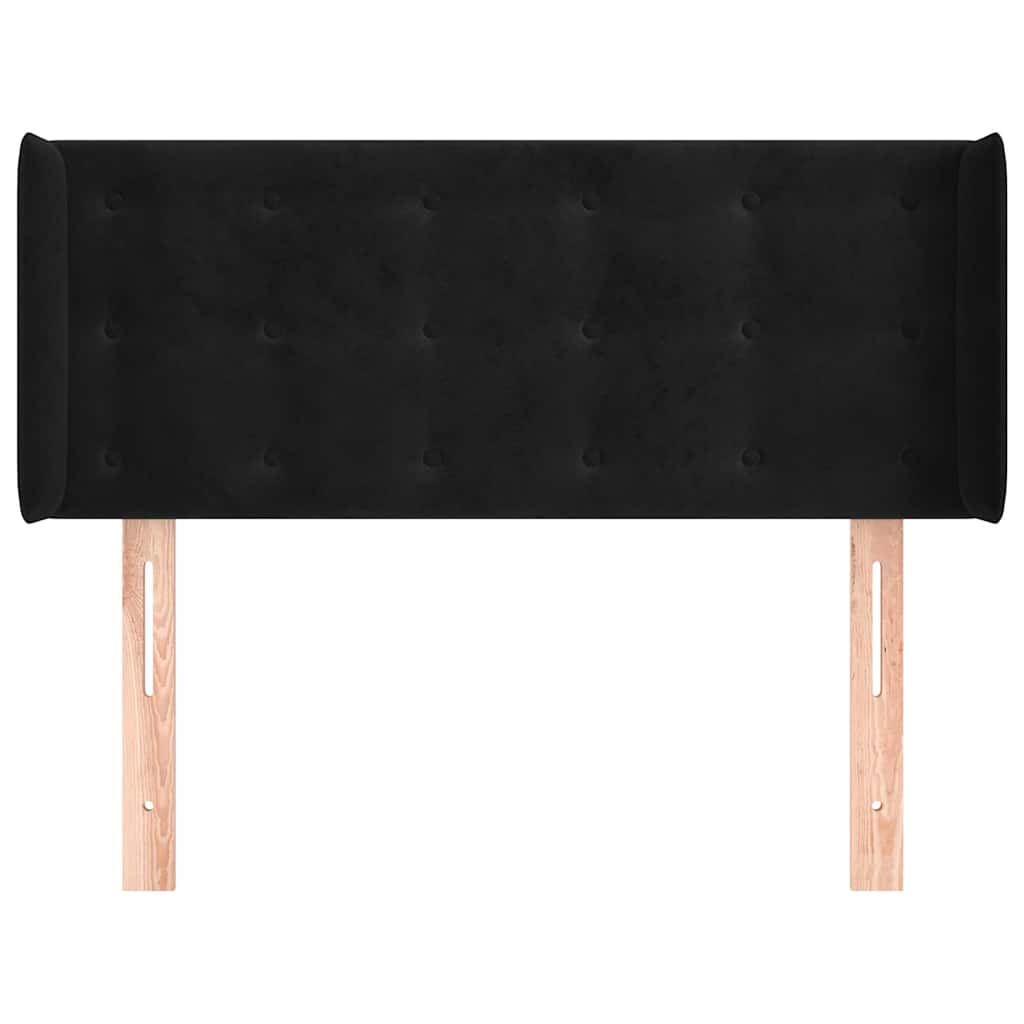 Fekete bársony fejtámla szárnyakkal 83x16x78/88 cm 3