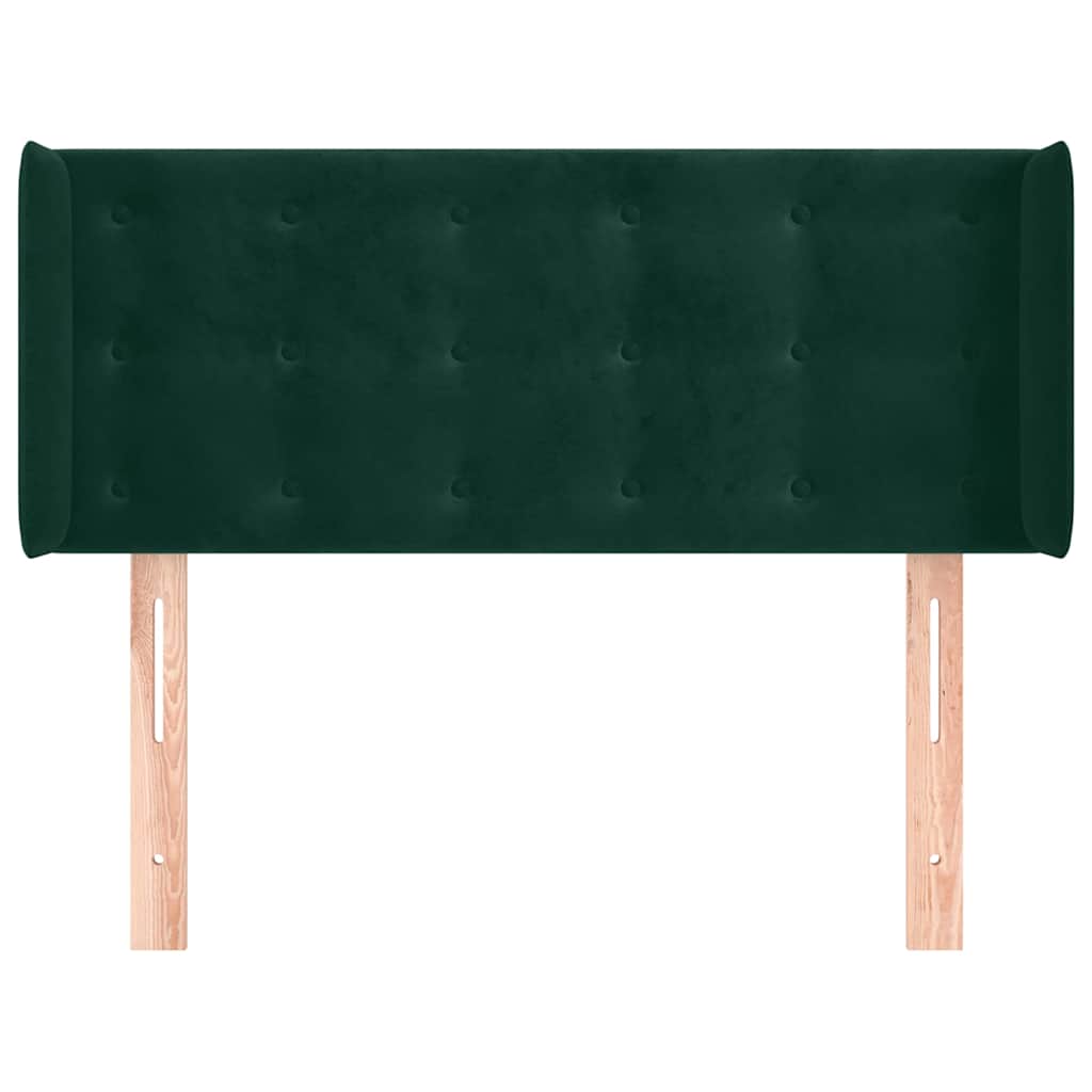 Sötétzöld bársony fejtámla szárnyakkal 93x16x78/88 cm 3