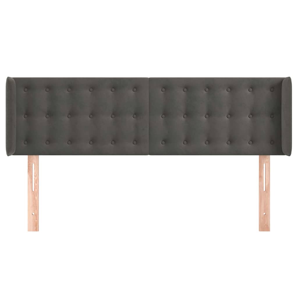 Sötétszürke bársony fejtámla szárnyakkal 147x16x78/88 cm 3