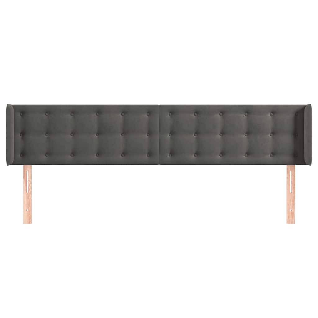 Sötétszürke bársony szárnyas fejtámla 203x16x78/88 cm 3