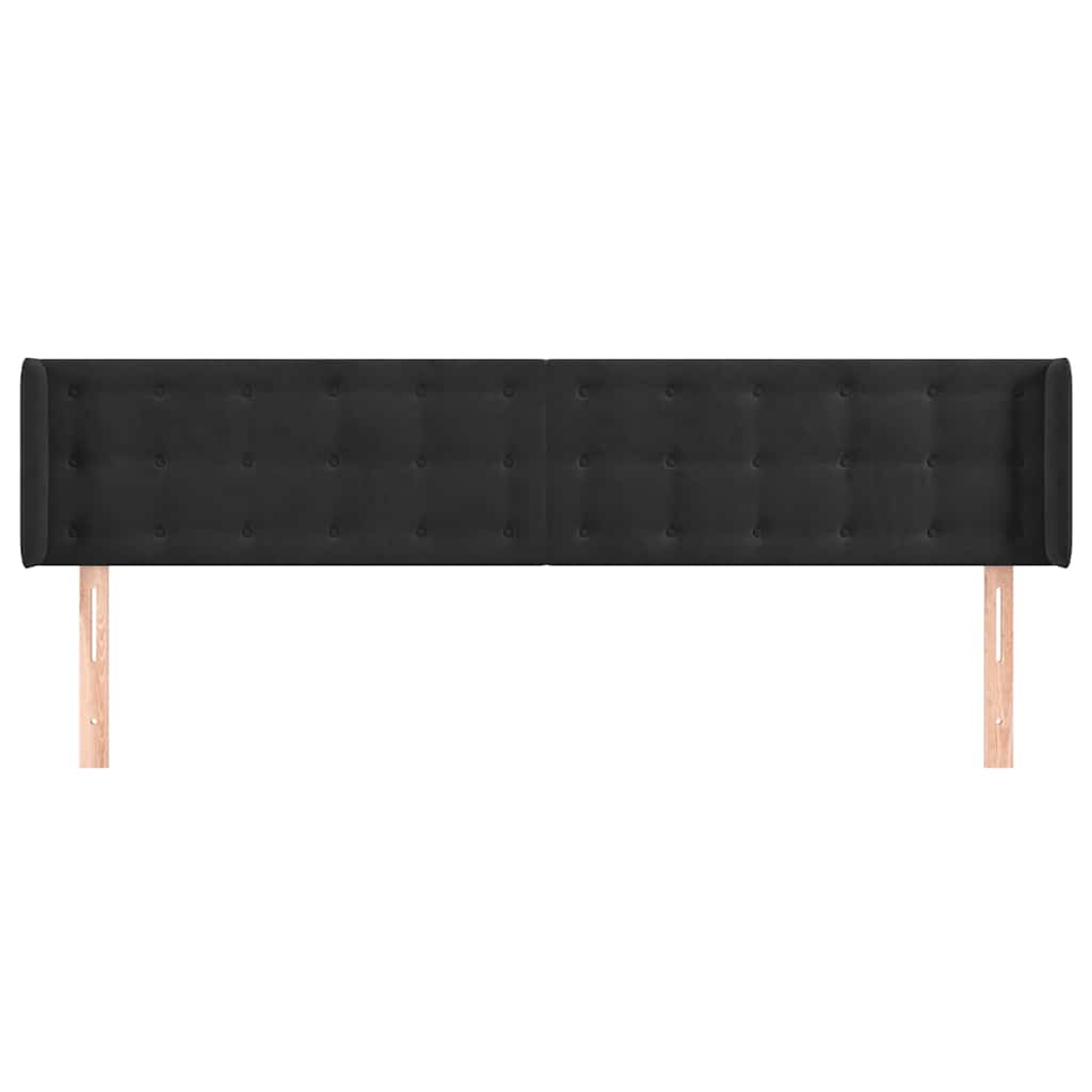 Fekete bársony szárnyas fejtámla 203x16x78/88 cm 3