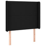 Fekete szövet fejtámla szárnyakkal 83x16x118/128 cm 2