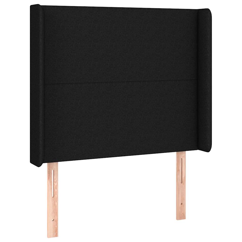 Fekete szövet fejtámla szárnyakkal 83x16x118/128 cm 2
