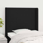 Fekete szövet fejtámla szárnyakkal 83x16x118/128 cm
