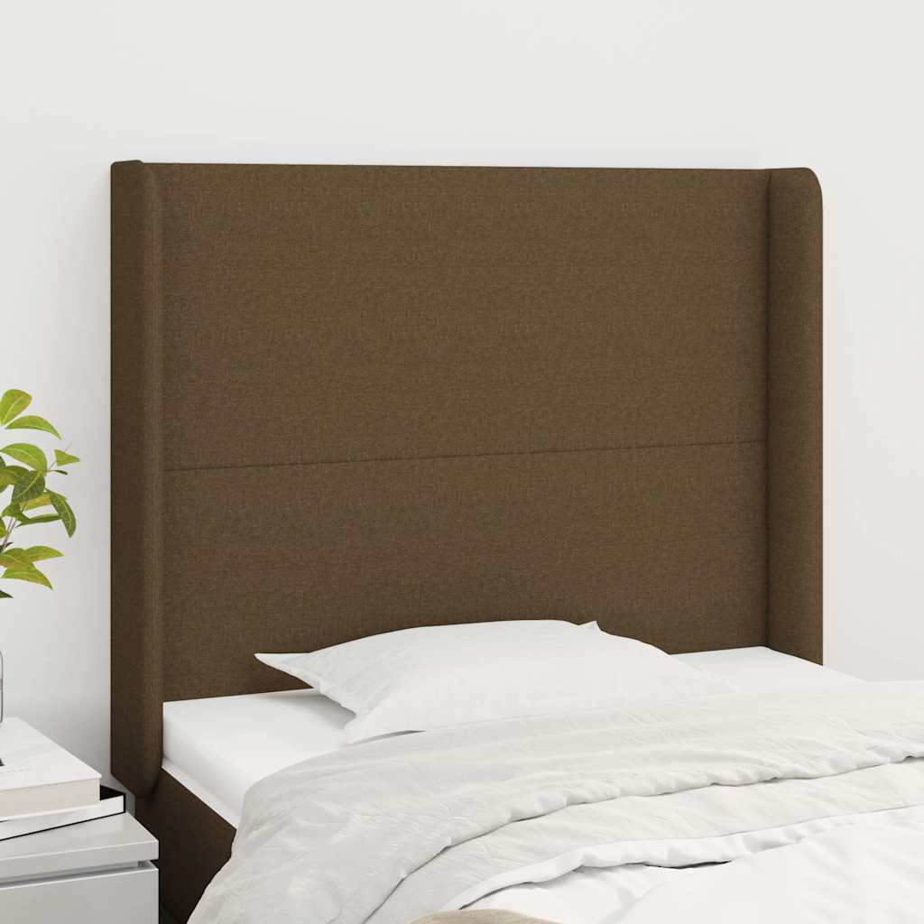 Sötétbarna szövet fejtámla szárnyakkal 93x16x118/128 cm