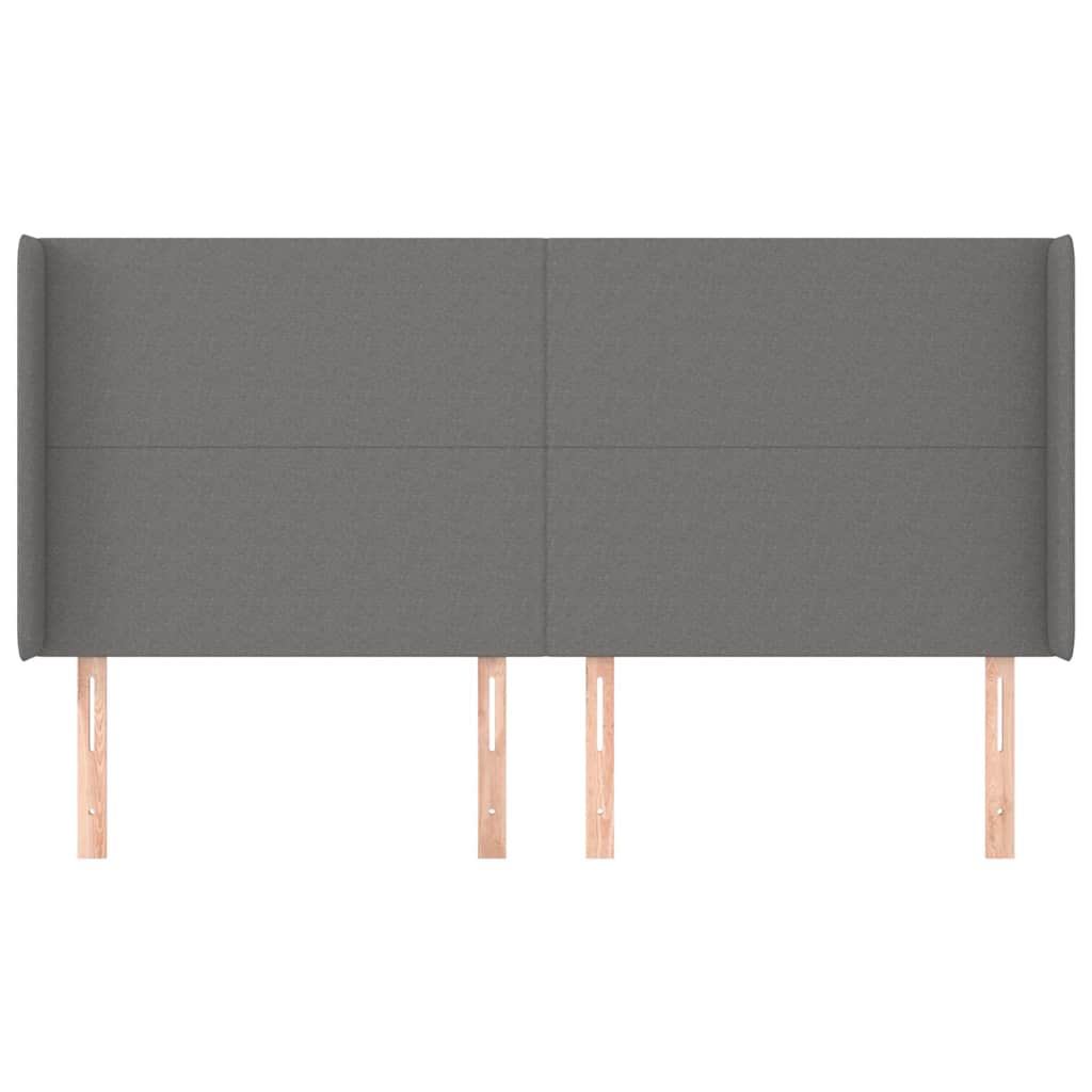 Sötétszürke szövet fejtámla szárnyakkal 203x16x118/128 cm 3
