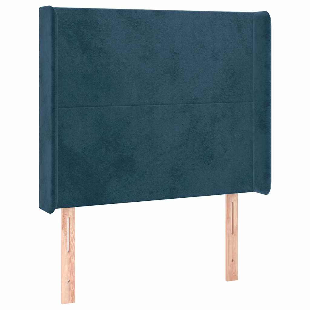 Sötétkék bársony fejtámla szárnyakkal 93x16x118/128 cm 2