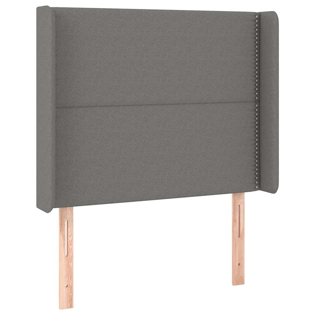 Sötétszürke szövet fejtámla szárnyakkal 103x16x118/128 cm 2