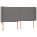 Sötétszürke szövet fejtámla szárnyakkal 203x16x118/128 cm 2