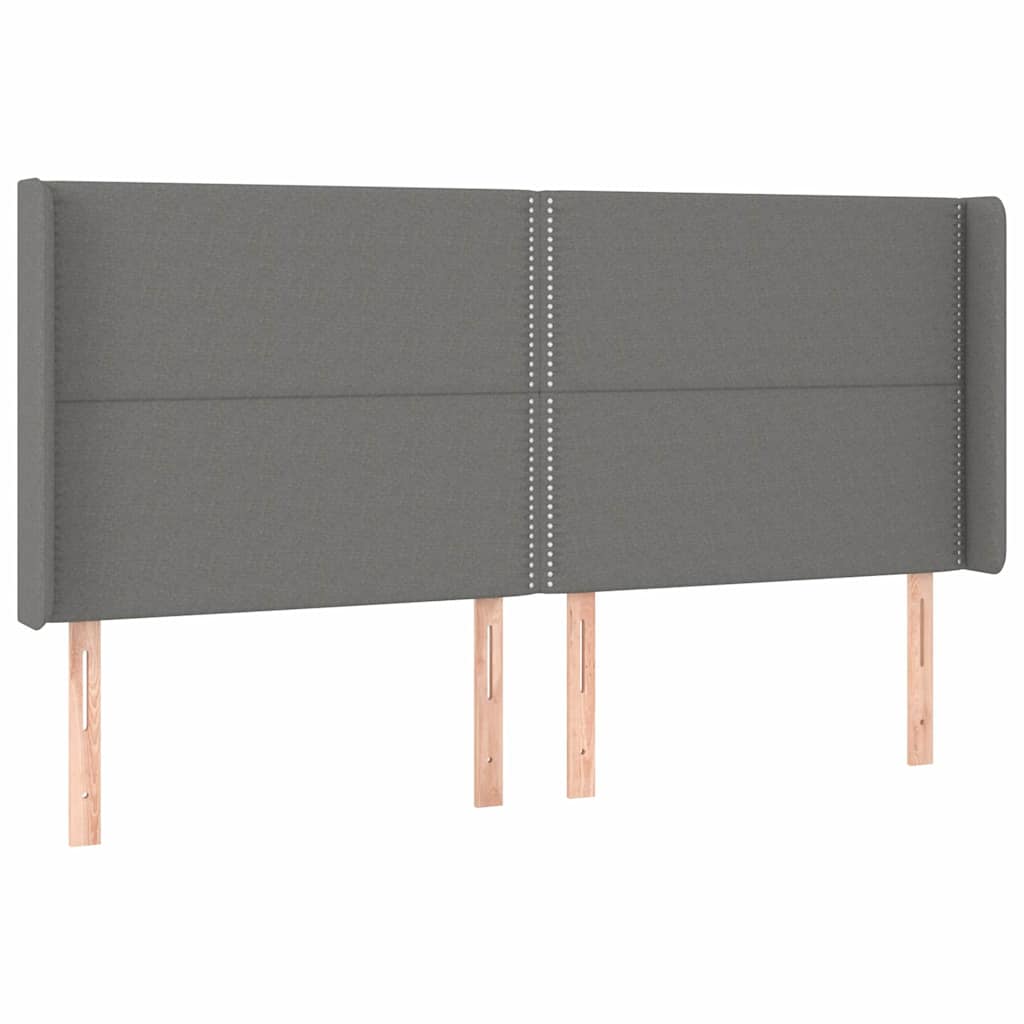 Sötétszürke szövet fejtámla szárnyakkal 203x16x118/128 cm 2