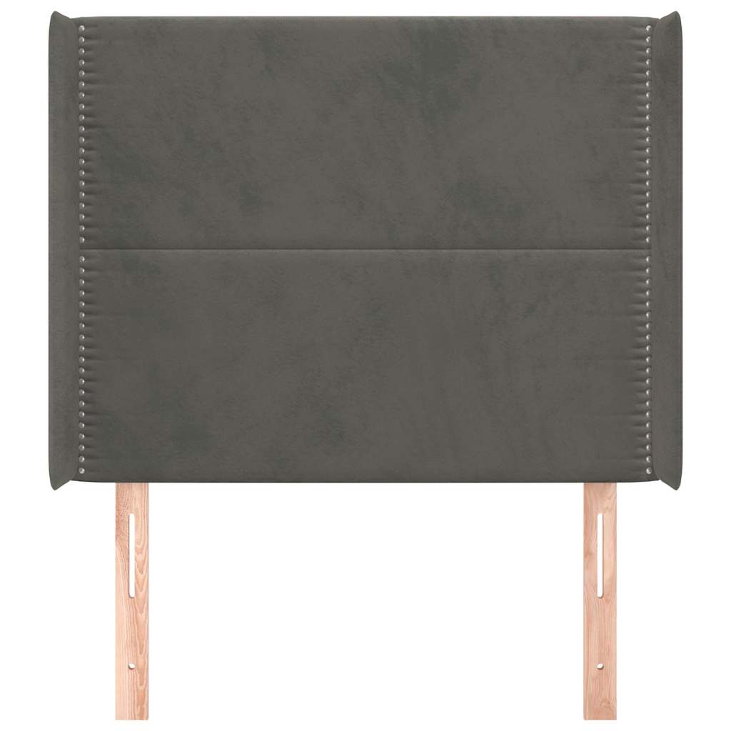 Sötétszürke bársony fejtámla szárnyakkal 83x16x118/128 cm 3