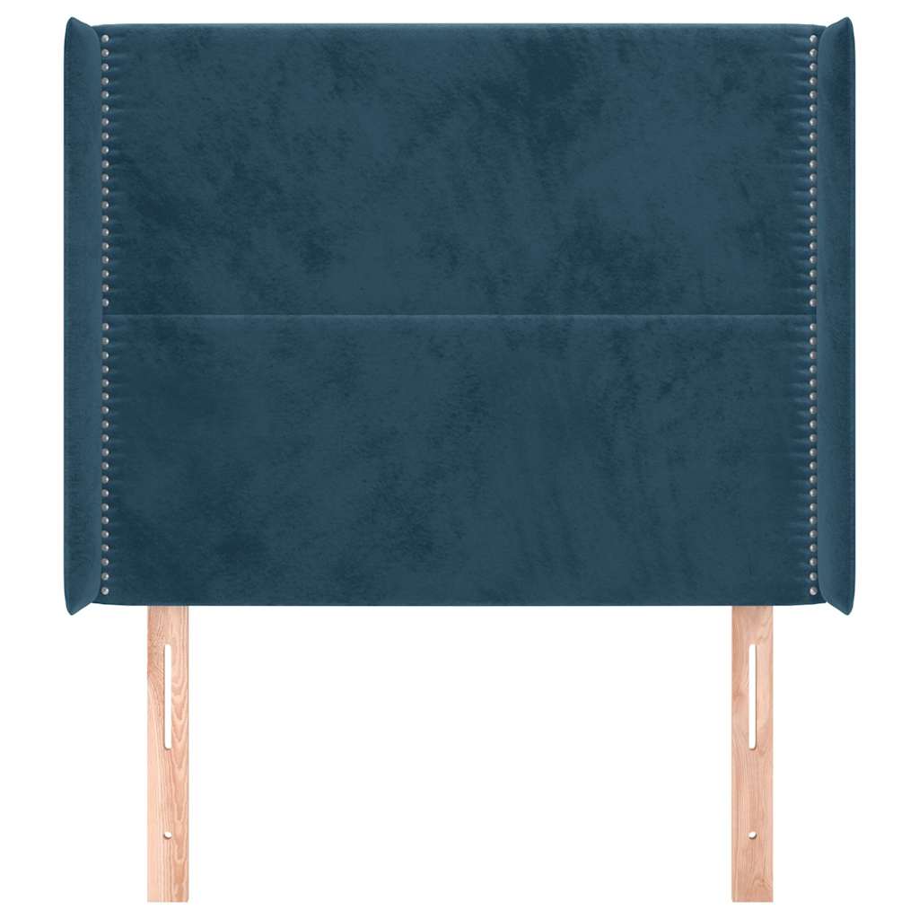Sötétkék bársony fejtámla szárnyakkal 203x23x118/128 cm 3