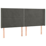 Sötétszürke bársony fejtámla szárnyakkal 203x16x118/128 cm 2