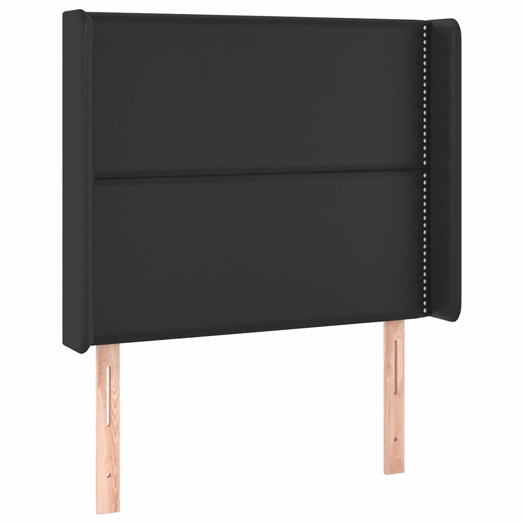 Fekete műbőr fejtámla szárnyakkal 103x16x118/128 cm 2