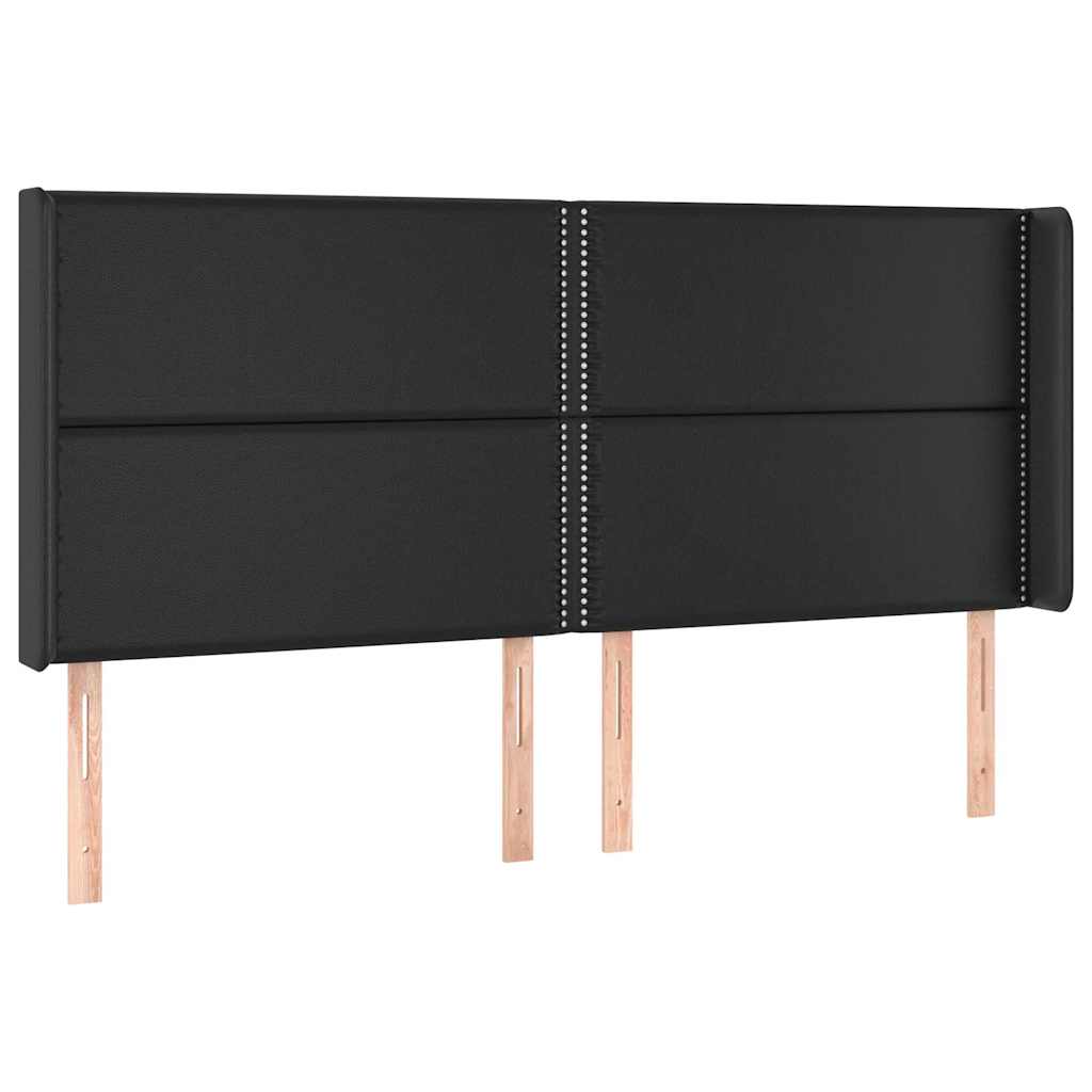 Fekete műbőr fejtámla szárnyakkal 203x16x118/128 cm 2