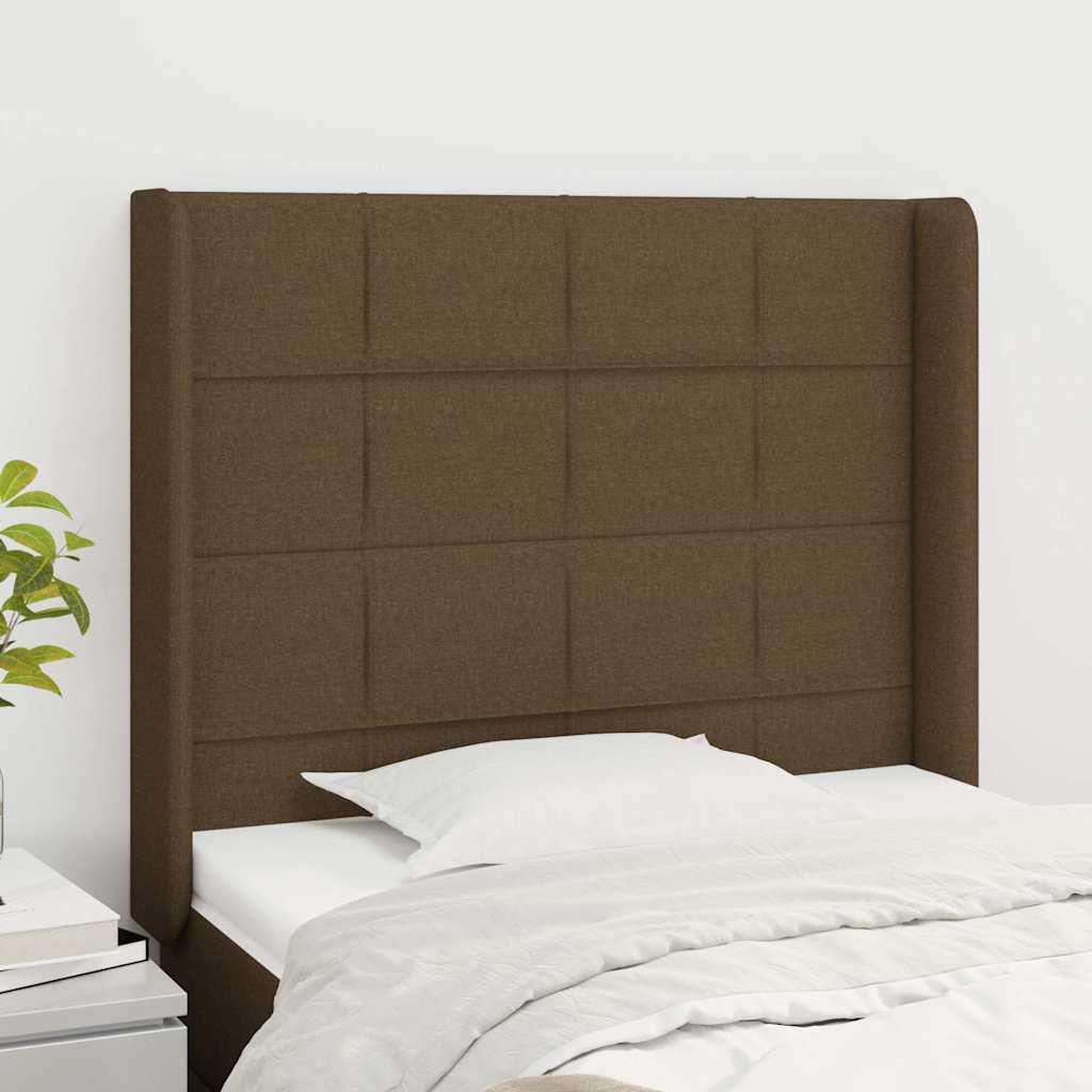 Sötétbarna szövet fejtámla szárnyakkal 83x16x118/128 cm