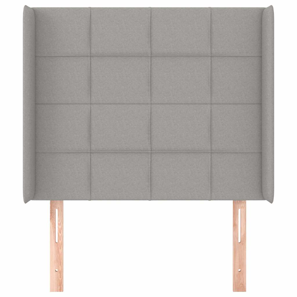 Világosszürke szövet fejtámla szárnyakkal 93x16x118/128 cm 3