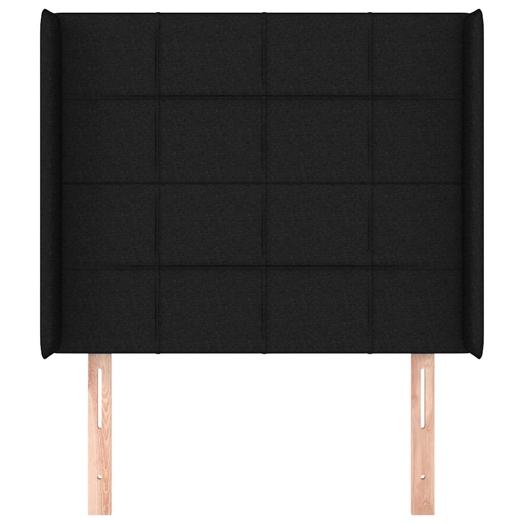 Fekete szövet fejtámla szárnyakkal 103x16x118/128 cm 3