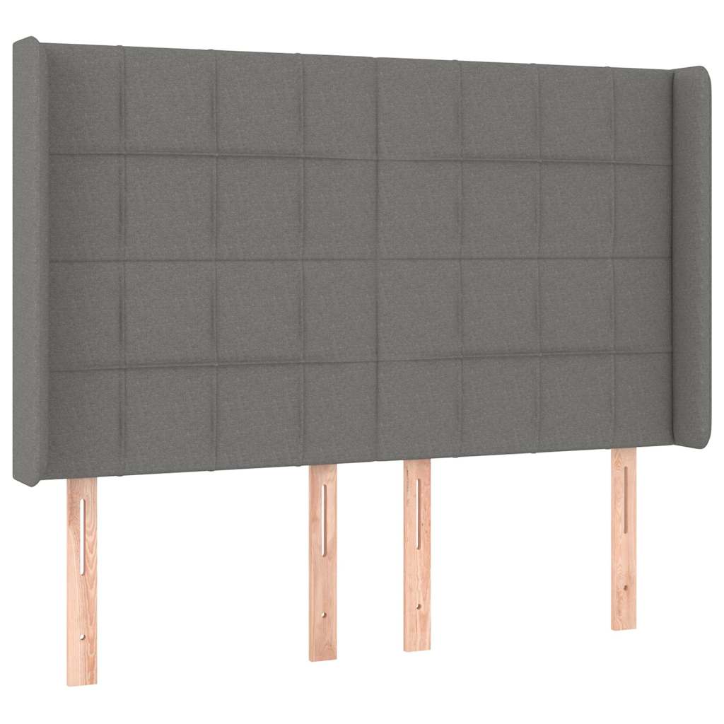 Sötétszürke szövet fejtámla szárnyakkal 147x16x118/128 cm 2
