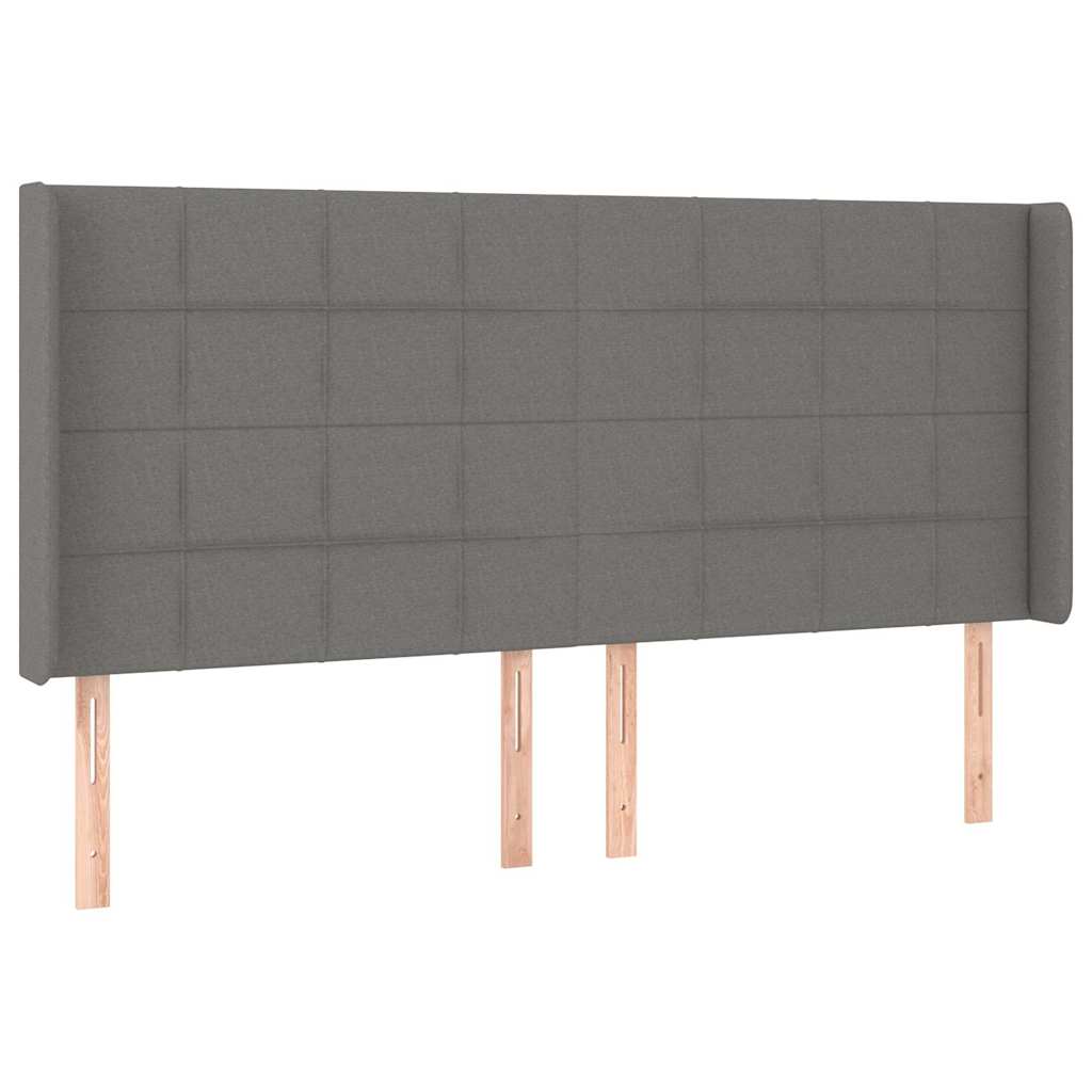 Sötétszürke szövet fejtámla szárnyakkal 183x16x118/128 cm 2