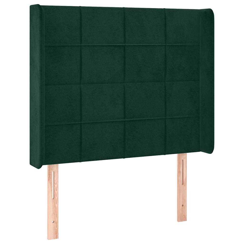 Sötétzöld bársony fejtámla szárnyakkal 83x16x118/128 cm 2