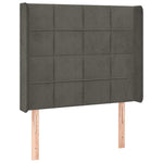 Sötétszürke bársony fejtámla szárnyakkal 93x16x118/128 cm 2