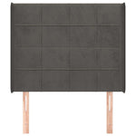 Sötétszürke bársony fejtámla szárnyakkal 93x16x118/128 cm 3