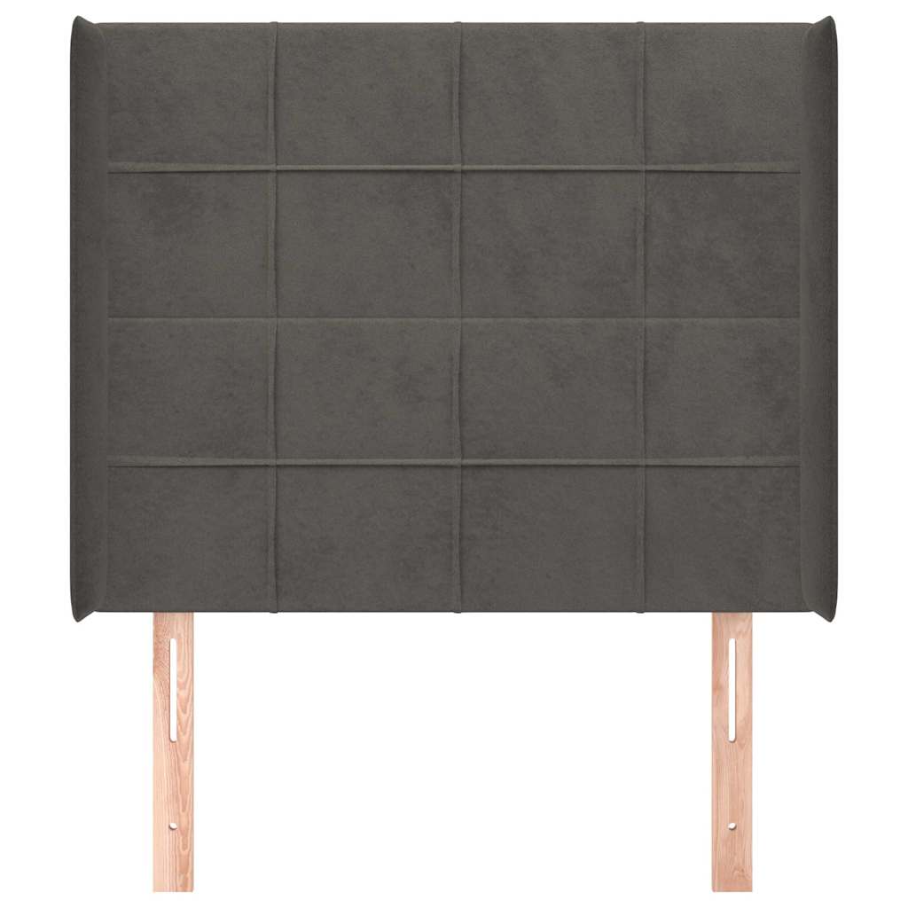 Sötétszürke bársony fejtámla szárnyakkal 93x16x118/128 cm 3