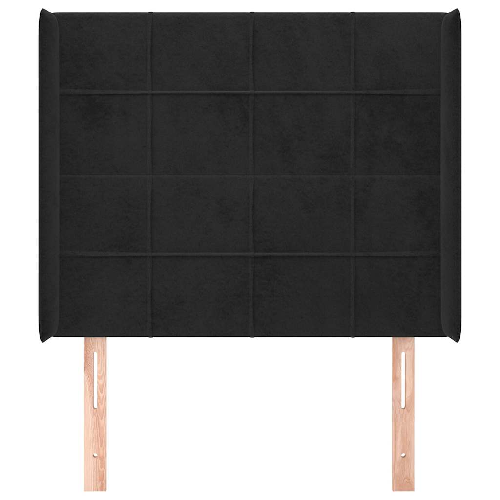 Fekete bársony fejtámla szárnyakkal 93x16x118/128 cm 3