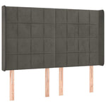 Sötétszürke bársony fejtámla szárnyakkal 147x16x118/128 cm 2