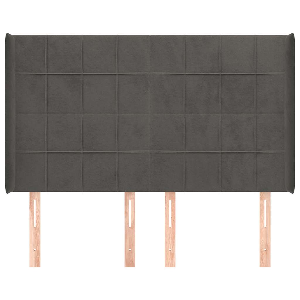 Sötétszürke bársony fejtámla szárnyakkal 147x16x118/128 cm 3