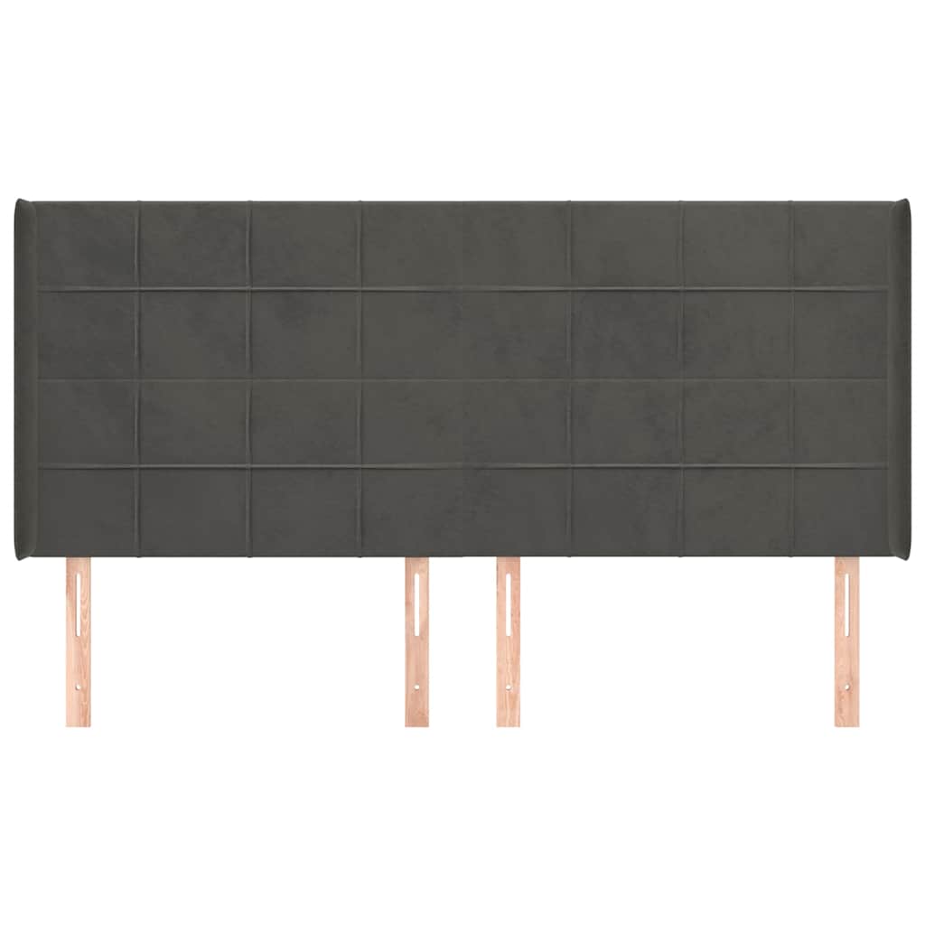 Sötétszürke bársony fejtámla szárnyakkal 183x16x118/128 cm 3