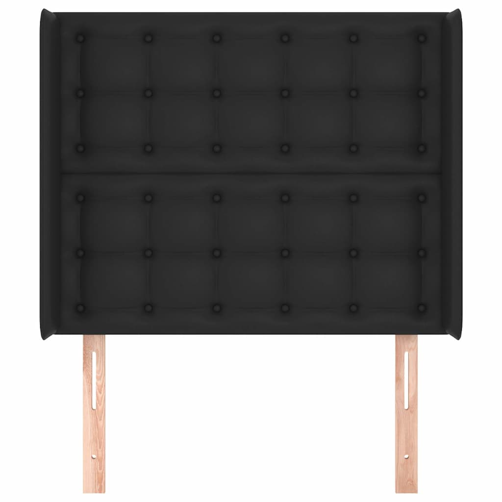 Fekete műbőr fejtámla szárnyakkal 93x16x118/128 cm 3