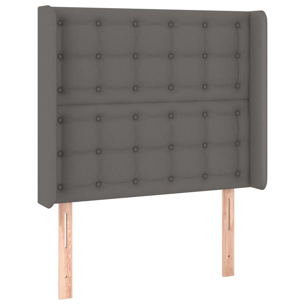 Szürke műbőr fejtámla szárnyakkal 93x16x118/128 cm 2