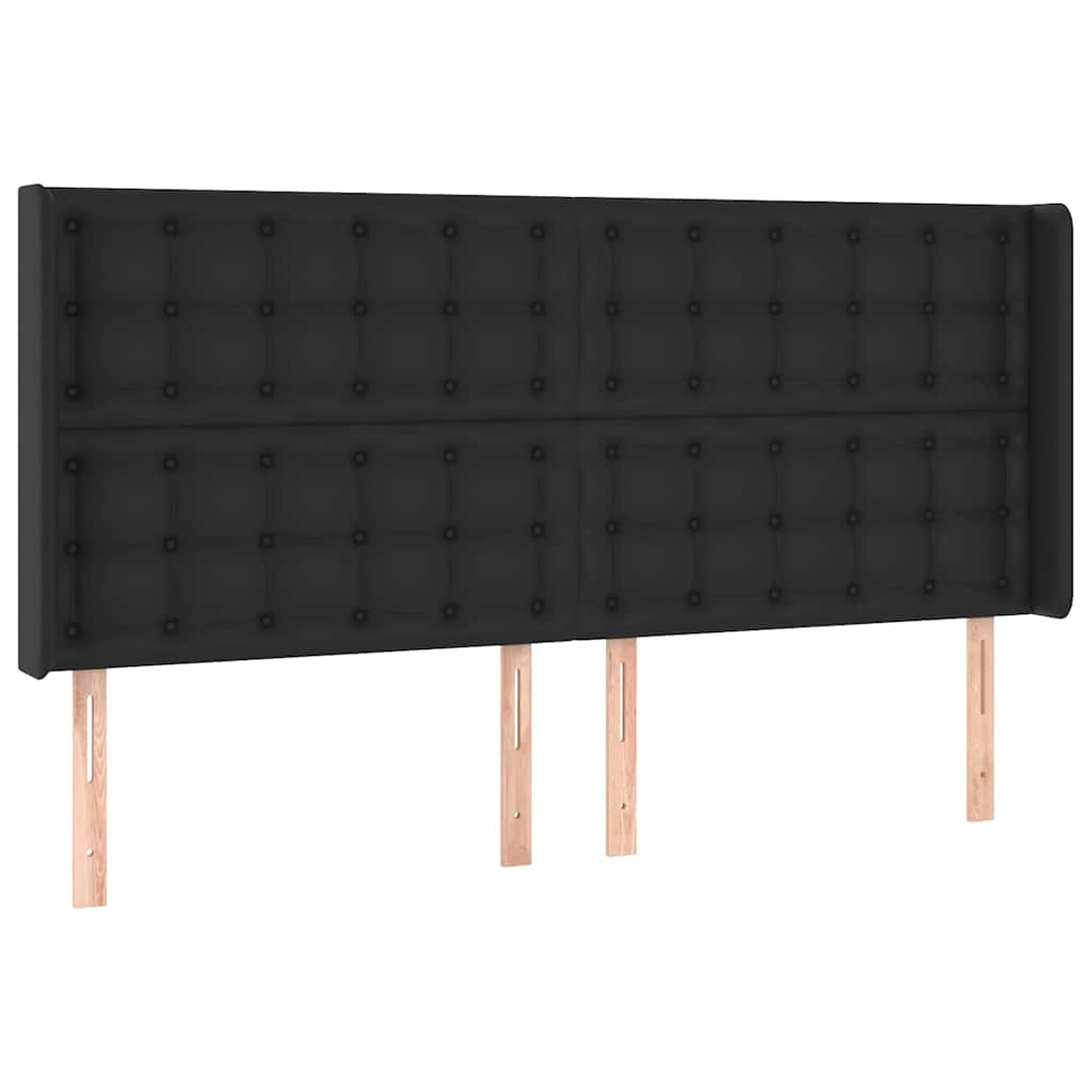Fekete műbőr fejtámla szárnyakkal 203x16x118/128 cm 2