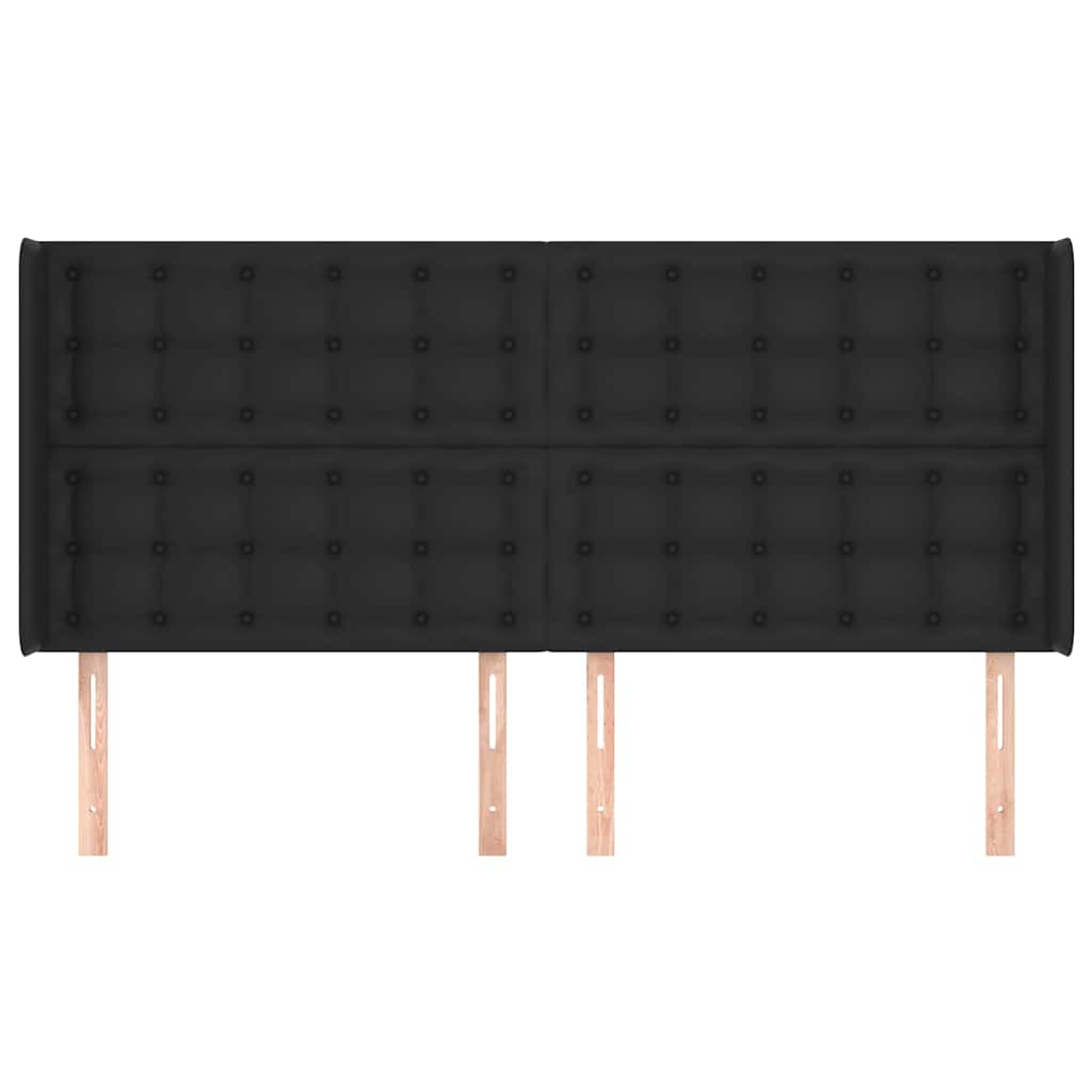 Fekete műbőr fejtámla szárnyakkal 203x16x118/128 cm 3