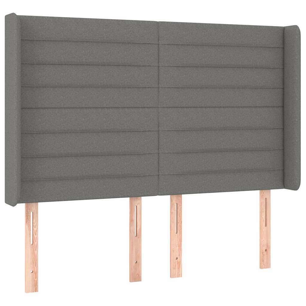 Sötétszürke szövet fejtámla szárnyakkal 147x16x118/128 cm 2