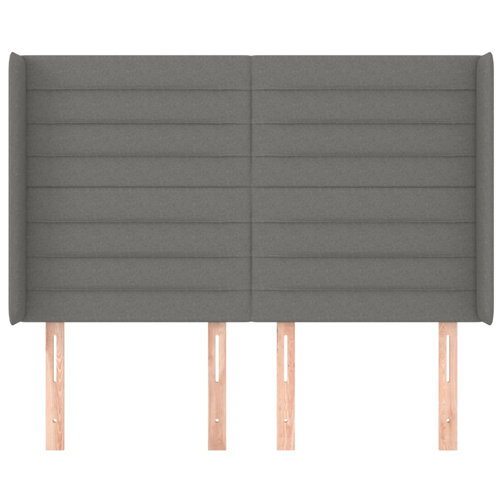 Sötétszürke szövet fejtámla szárnyakkal 147x16x118/128 cm 3